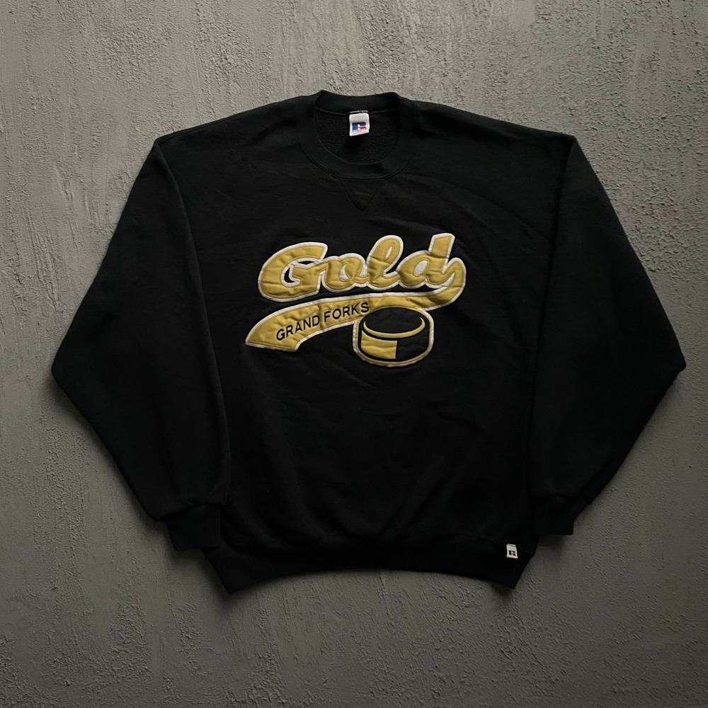 Vintage Grand Forks Hockey Sweatshirt Mens XXL Black 90s Russell Athletic